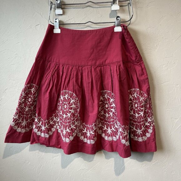 Y2K A Line Embroidered Boho Pink Women’s 6 90s Knee Midi Retro Bright Cute Color - Picture 1 of 8